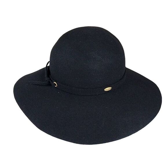 The Scala Collection- Women’s Black 100% Wool Floppy Hat with Wide Brim - Picture 5 of 8